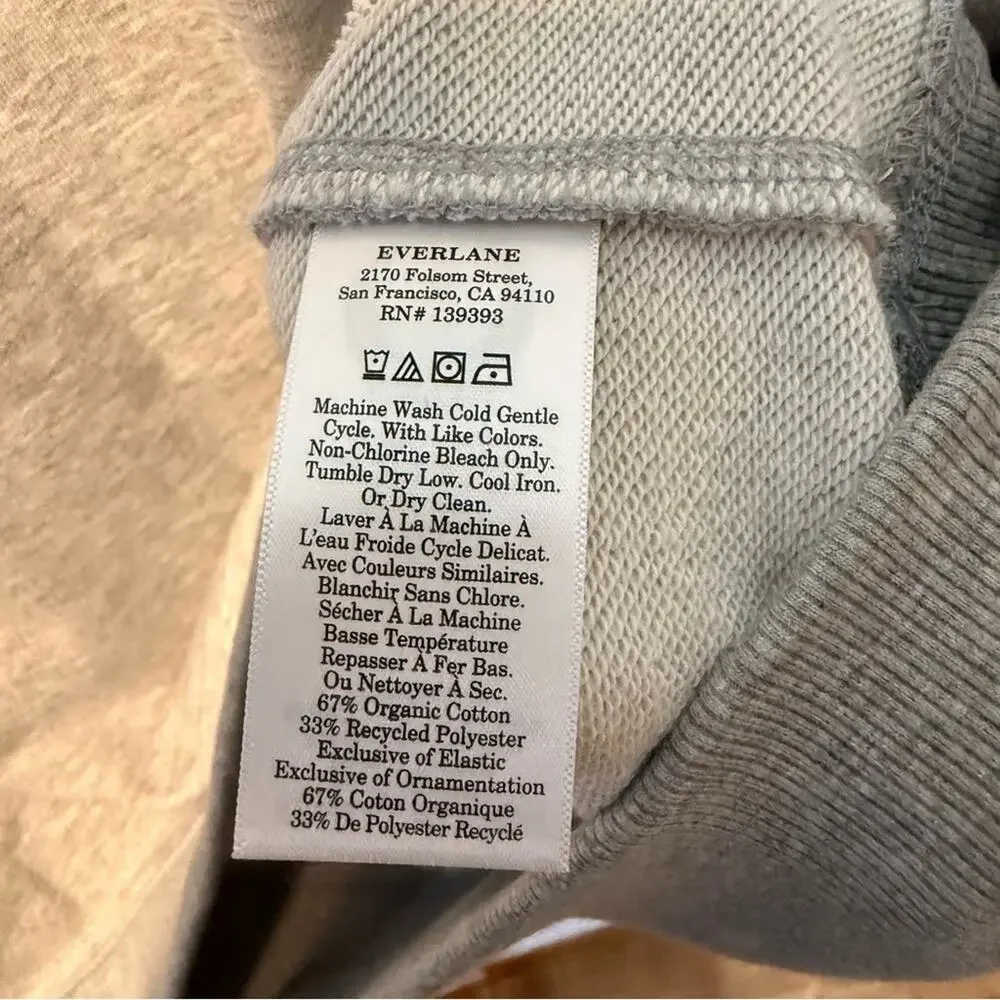 Everlane Organic Cotton Sweatshirt Off Duty Crewneck Size L Heather Gray